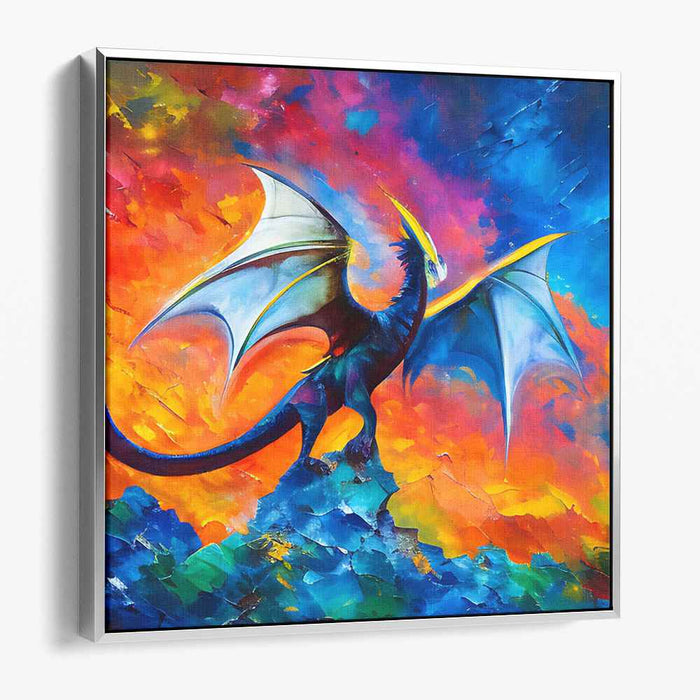 Ethereal Ember Horizon: Fiery Fantasy Landscape Canvas Art Print