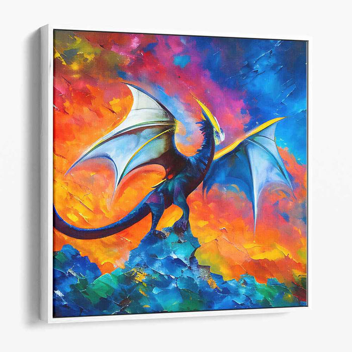Ethereal Ember Horizon: Fiery Fantasy Landscape Canvas Art Print
