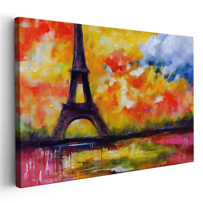 Sunset Silhouette Sculpture: Eiffel Tower at Sunset Canvas Art Print