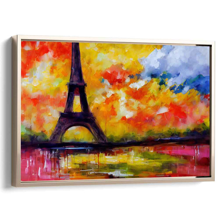 Sunset Silhouette Sculpture: Eiffel Tower at Sunset Canvas Art Print