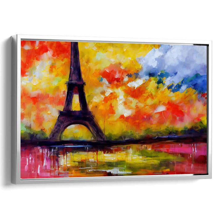 Sunset Silhouette Sculpture: Eiffel Tower at Sunset Canvas Art Print