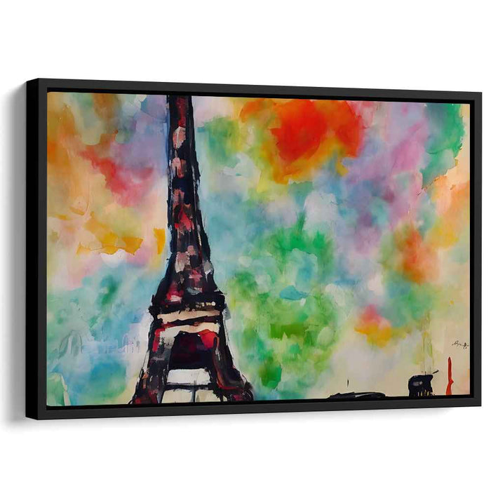 Ethereal Parisian Reflection: Eiffel Tower in Watercolor Hues Canvas Art
