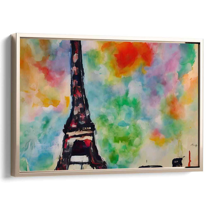 Ethereal Parisian Reflection: Eiffel Tower in Watercolor Hues Canvas Art