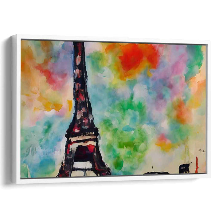 Ethereal Parisian Reflection: Eiffel Tower in Watercolor Hues Canvas Art