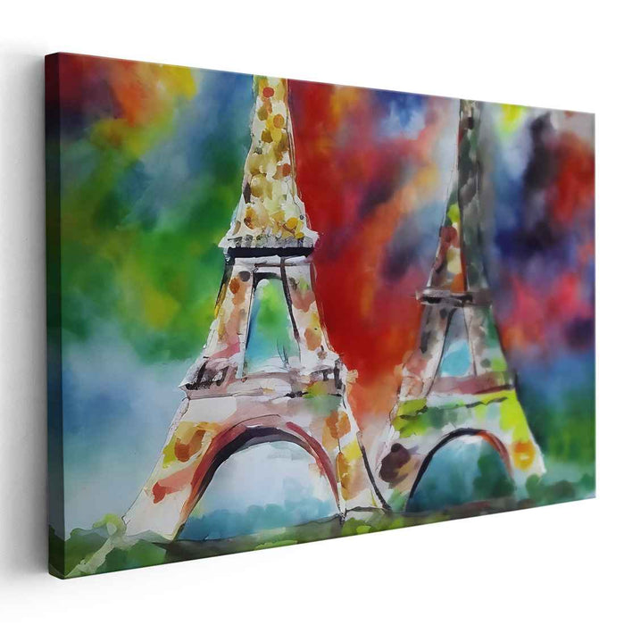 Parisian Watercolor Impressions: Colorful Eiffel Tower Watercolor Art