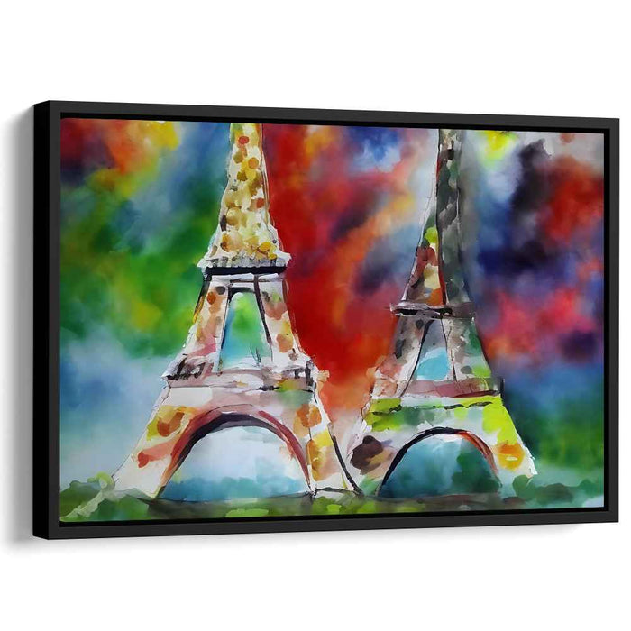 Parisian Watercolor Impressions: Colorful Eiffel Tower Watercolor Art