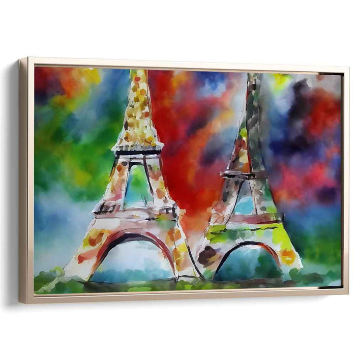 Parisian Watercolor Impressions: Colorful Eiffel Tower Watercolor Art