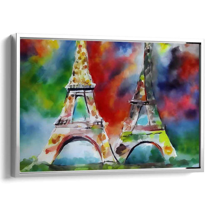 Parisian Watercolor Impressions: Colorful Eiffel Tower Watercolor Art