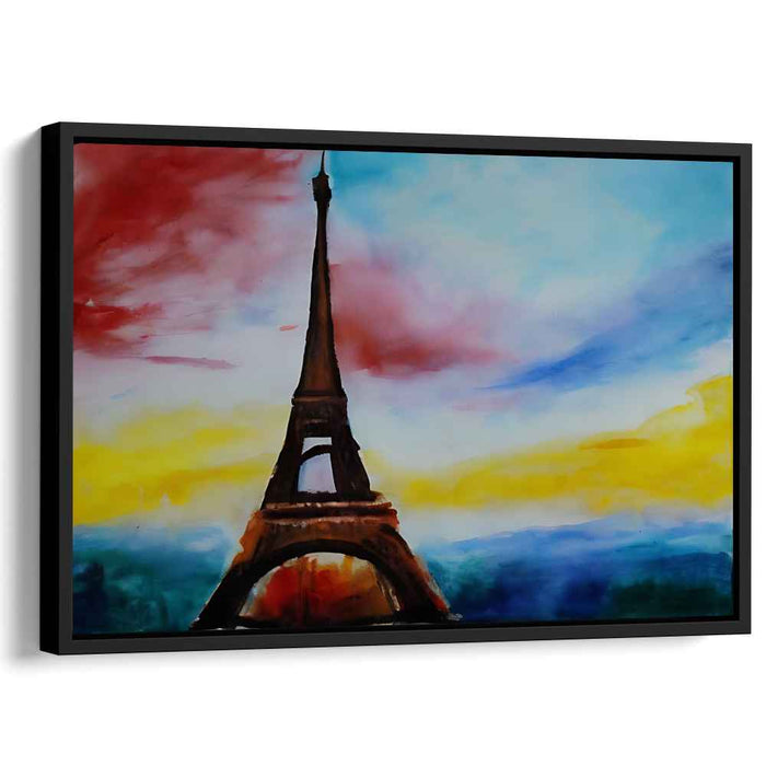 Whimsical Horizon Journeys: Vibrant Watercolor Skyline Canvas Art Print