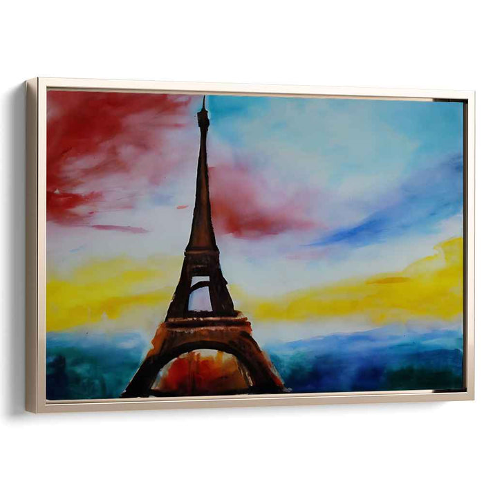 Whimsical Horizon Journeys: Vibrant Watercolor Skyline Canvas Art Print
