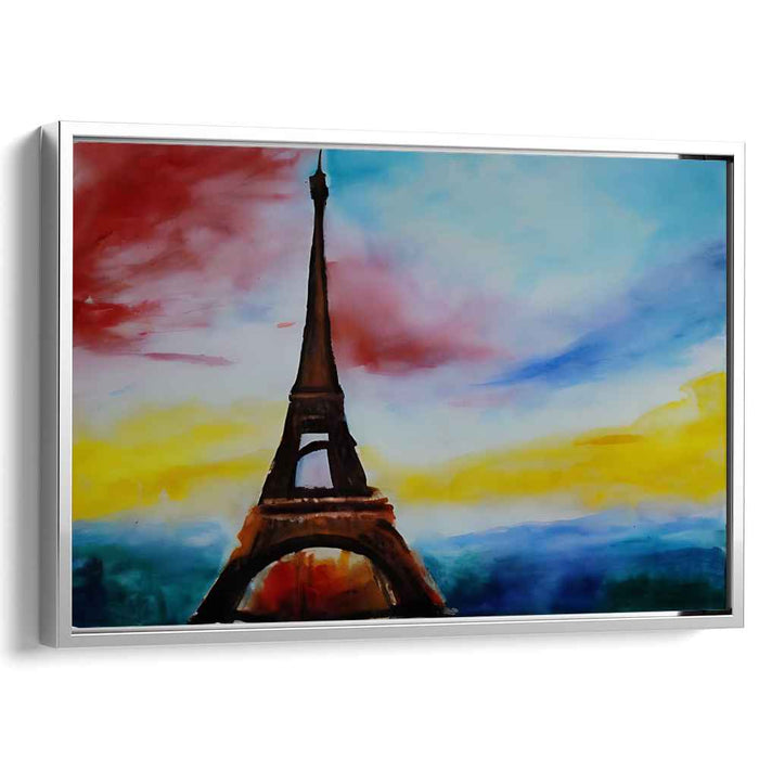 Whimsical Horizon Journeys: Vibrant Watercolor Skyline Canvas Art Print