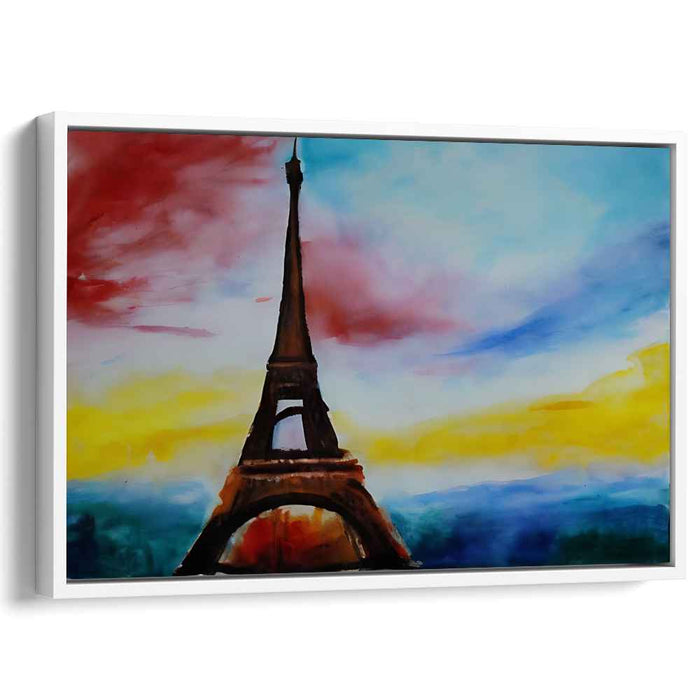 Whimsical Horizon Journeys: Vibrant Watercolor Skyline Canvas Art Print