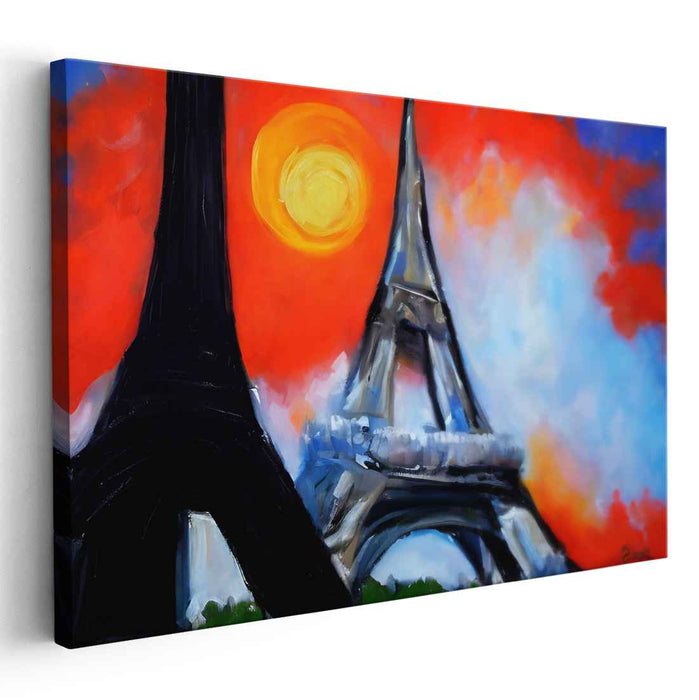 Parisian Horizon Meltdown: Expressionist Sunset Over the Eiffel Tower