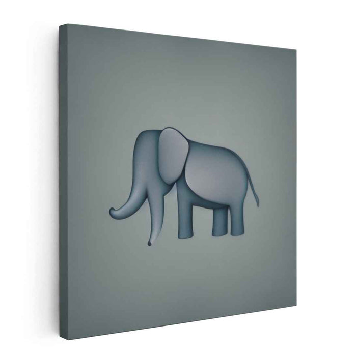 Trunk Symphony: Minimalist Elephant in Cool Tones Canvas Art Print