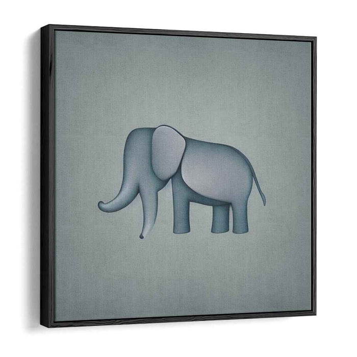 Trunk Symphony: Minimalist Elephant in Cool Tones Canvas Art Print