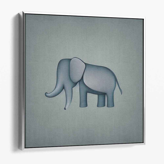 Trunk Symphony: Minimalist Elephant in Cool Tones Canvas Art Print