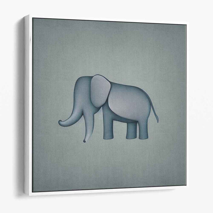 Trunk Symphony: Minimalist Elephant in Cool Tones Canvas Art Print