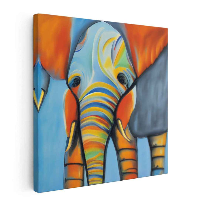 Ethereal Vision: Colorful Elephant in Surreal Expressionist Style Canvas Art