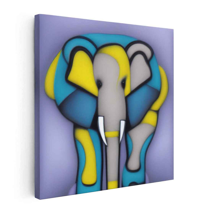 Elegant Enigma: Stylized Elephant in Cool Tones Canvas Art Print