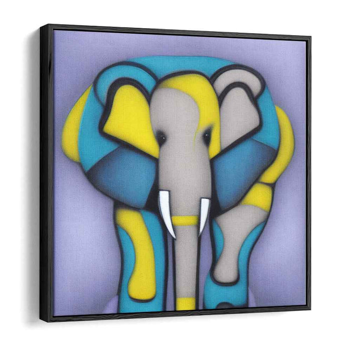 Elegant Enigma: Stylized Elephant in Cool Tones Canvas Art Print