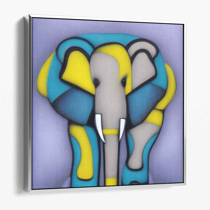 Elegant Enigma: Stylized Elephant in Cool Tones Canvas Art Print