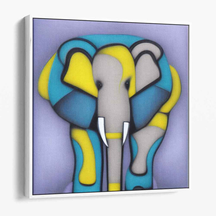Elegant Enigma: Stylized Elephant in Cool Tones Canvas Art Print