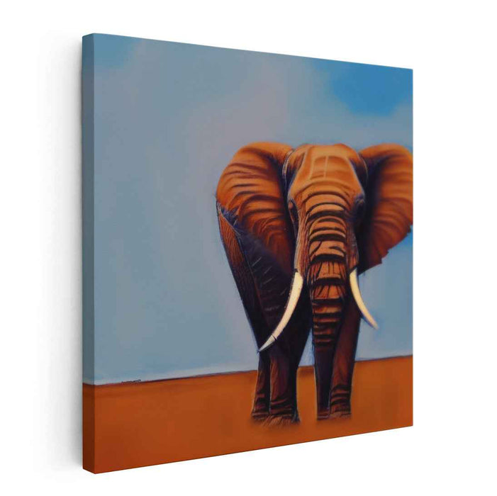Majestic Silence: African Elephant in Serene Landscape Canvas Art