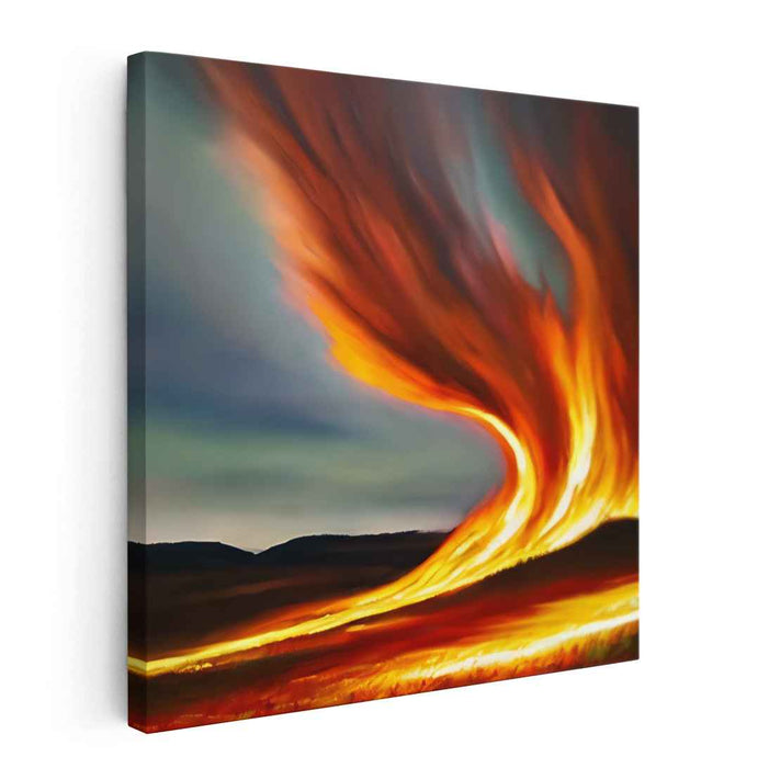 Vibrant Blaze Symphony: Dynamic Fiery Landscape Canvas Art Print