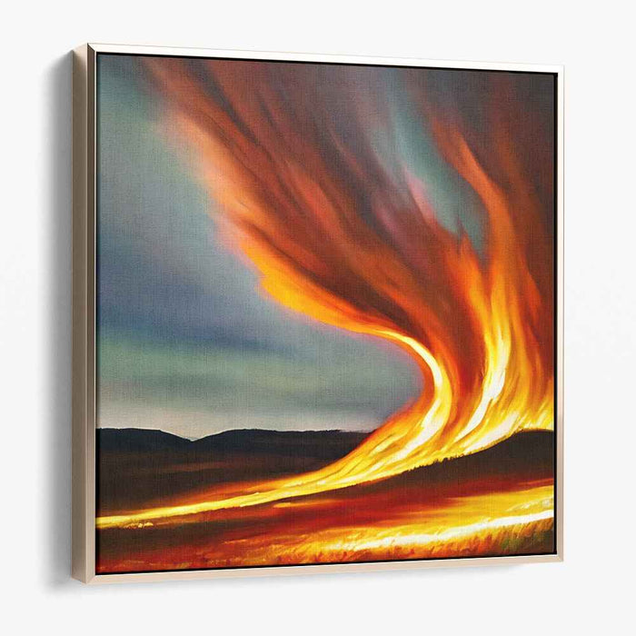 Vibrant Blaze Symphony: Dynamic Fiery Landscape Canvas Art Print