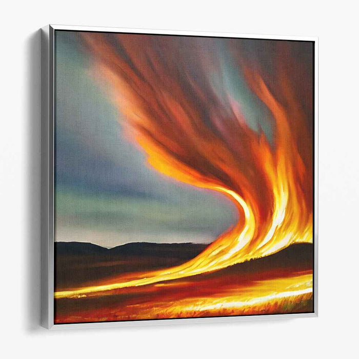 Vibrant Blaze Symphony: Dynamic Fiery Landscape Canvas Art Print