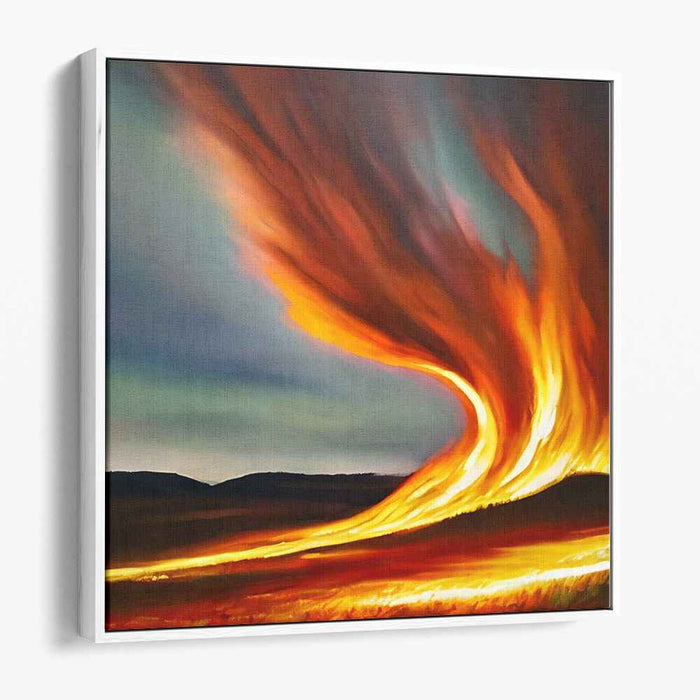 Vibrant Blaze Symphony: Dynamic Fiery Landscape Canvas Art Print