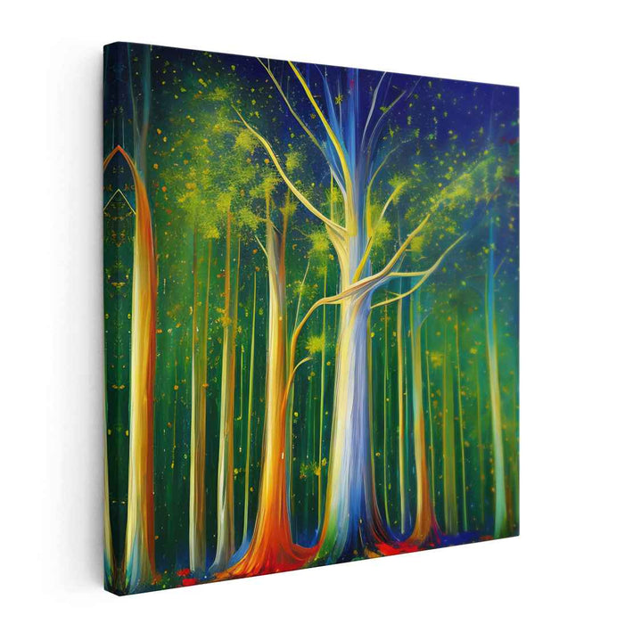 Mystical Forest Symphony: Enchanting Nighttime Trees Canvas Art