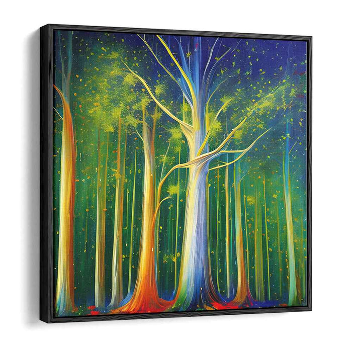 Mystical Forest Symphony: Enchanting Nighttime Trees Canvas Art