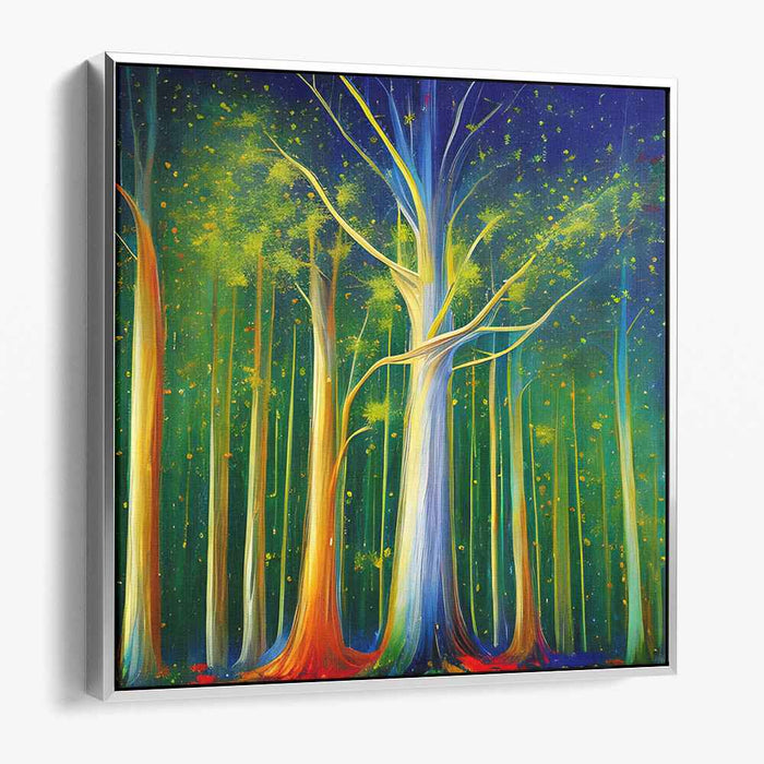 Mystical Forest Symphony: Enchanting Nighttime Trees Canvas Art