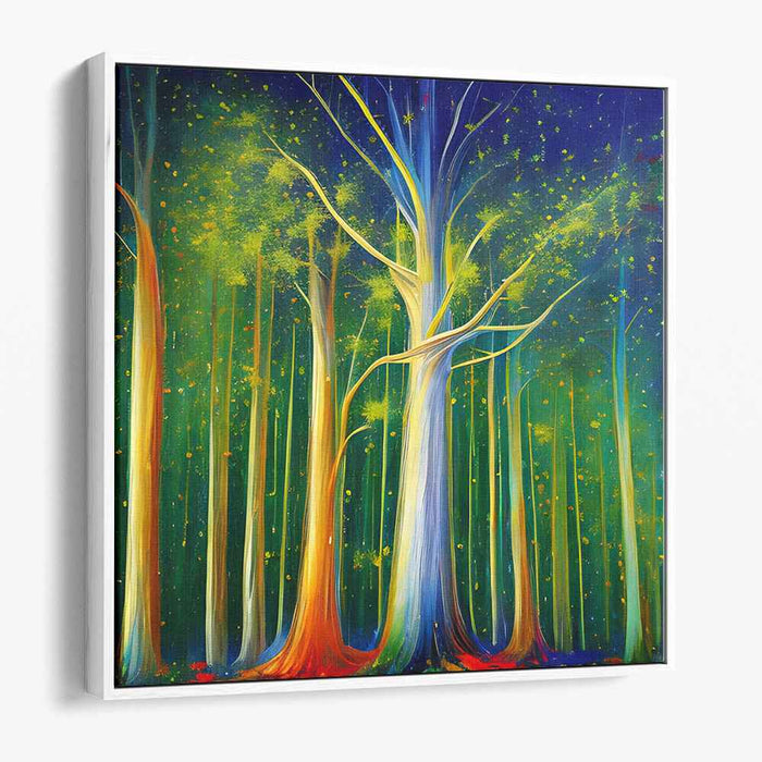 Mystical Forest Symphony: Enchanting Nighttime Trees Canvas Art