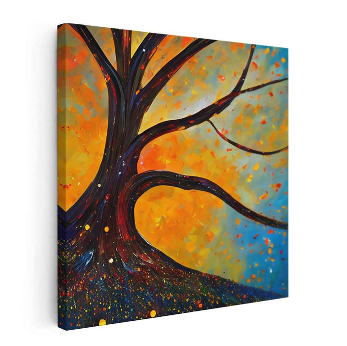 Whispers In Rainbow Leaves: Vibrant Tree of Life Canvas Art Print