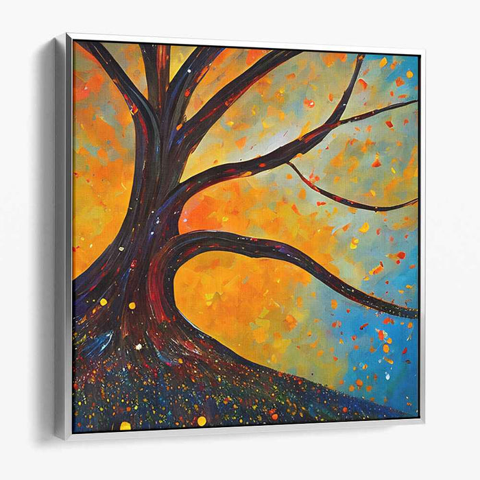 Whispers In Rainbow Leaves: Vibrant Tree of Life Canvas Art Print