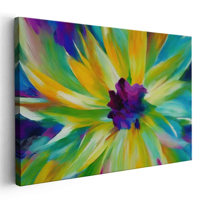 Floral Fusion Dance: Dynamic Abstract Floral Canvas Art