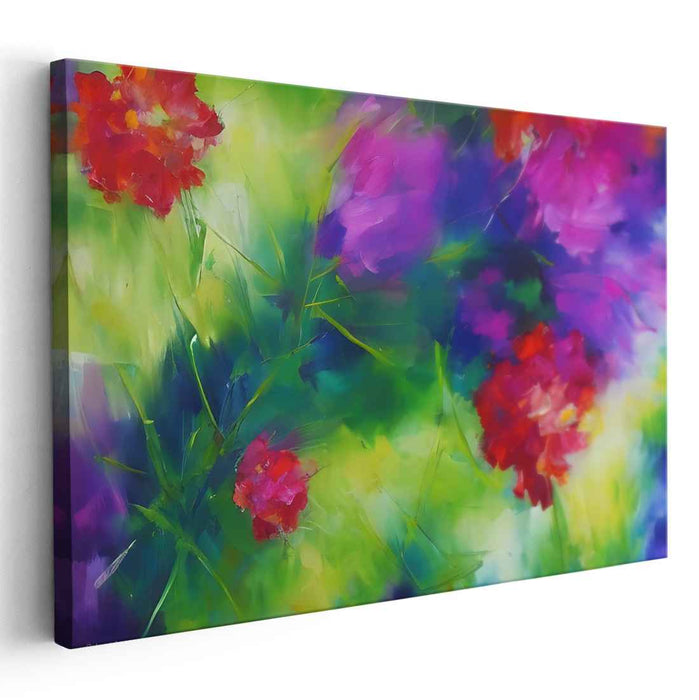 Floral Brushstrokes Abloom: Lush Impressionist Garden Canvas Art