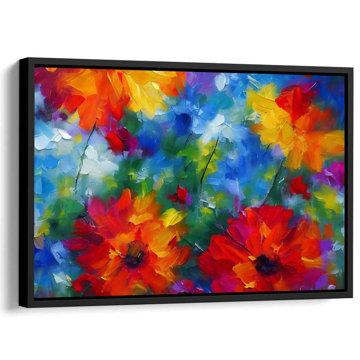 Colorful Petals Dance: Vibrant Floral Impressionist Canvas Art Print