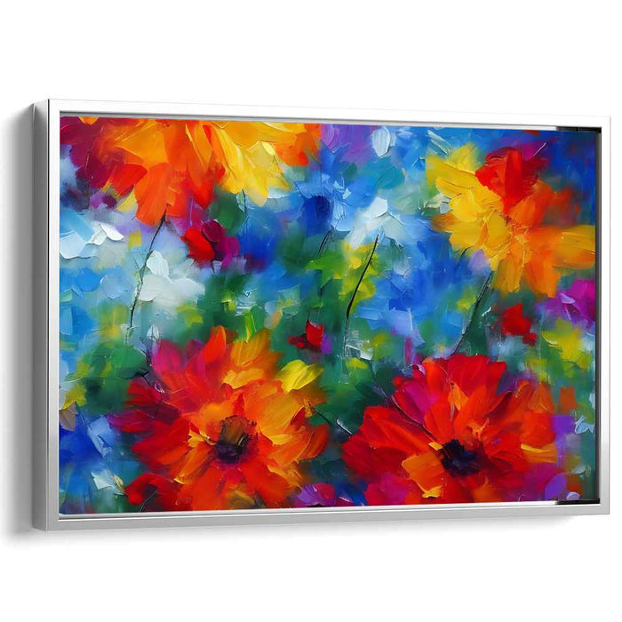 Colorful Petals Dance: Vibrant Floral Impressionist Canvas Art Print