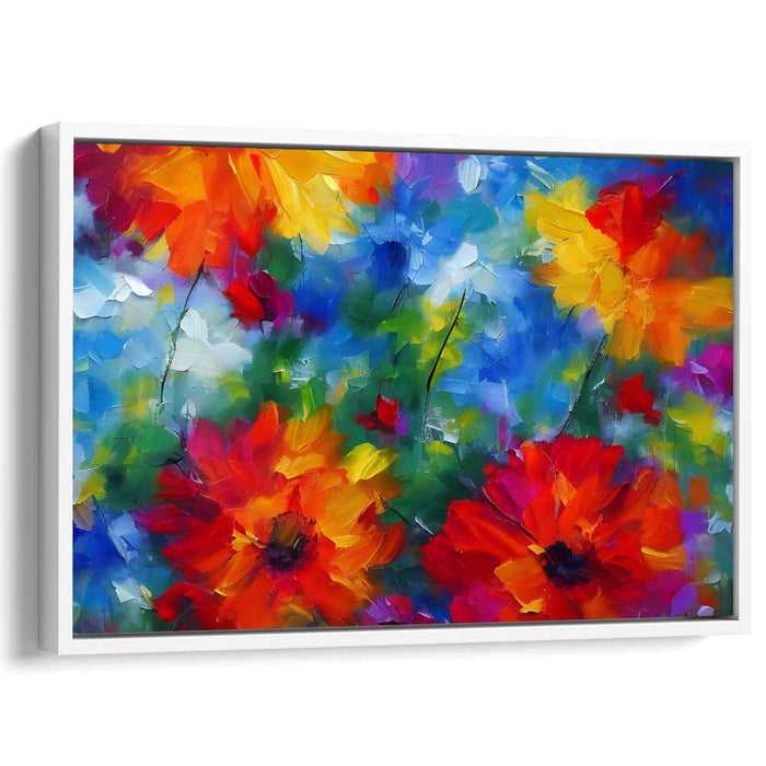 Colorful Petals Dance: Vibrant Floral Impressionist Canvas Art Print
