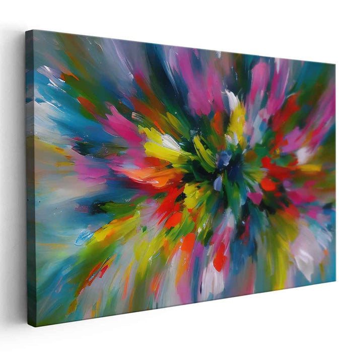 Petal Burst Symphony: Abstract Floral Explosion Canvas Art