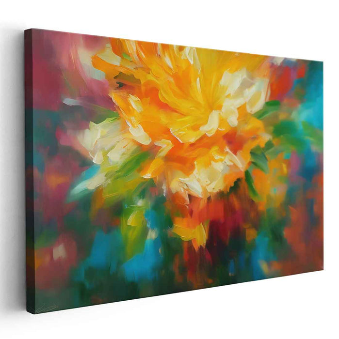 Solar Burst Abstraction: Abstract Expressionist Sunburst Canvas Art Print