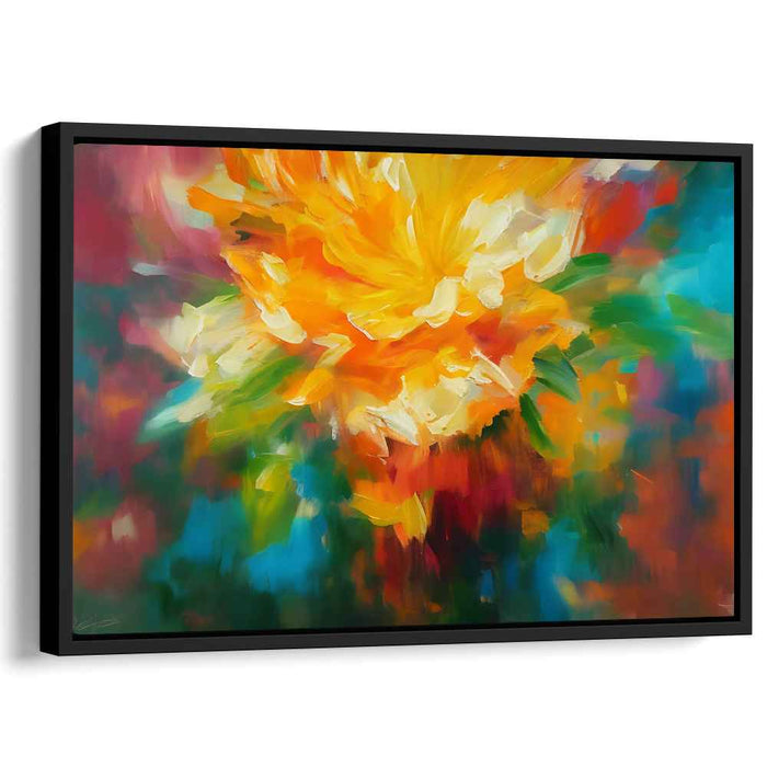 Solar Burst Abstraction: Abstract Expressionist Sunburst Canvas Art Print