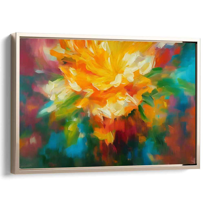 Solar Burst Abstraction: Abstract Expressionist Sunburst Canvas Art Print