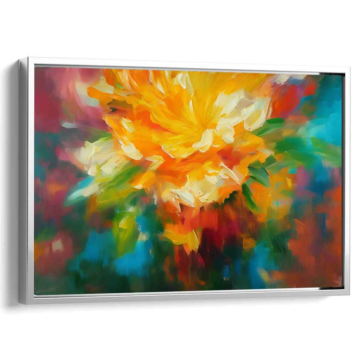 Solar Burst Abstraction: Abstract Expressionist Sunburst Canvas Art Print