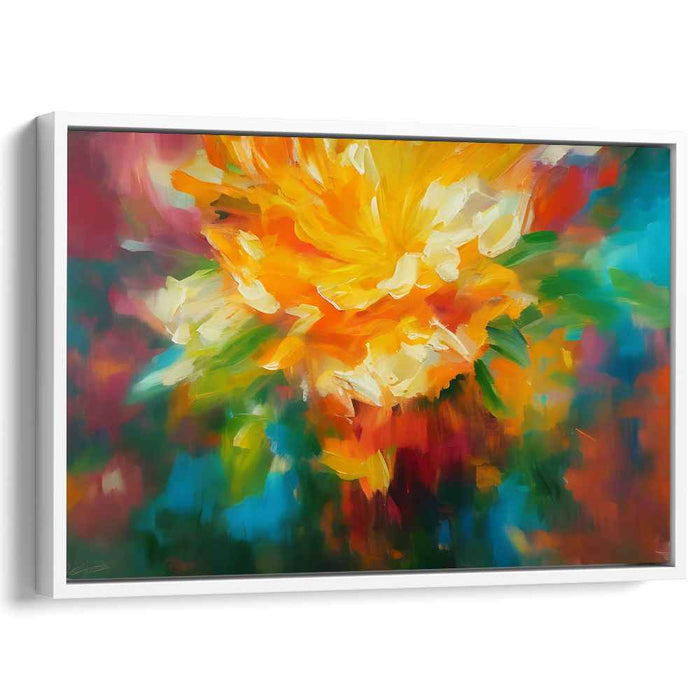Solar Burst Abstraction: Abstract Expressionist Sunburst Canvas Art Print