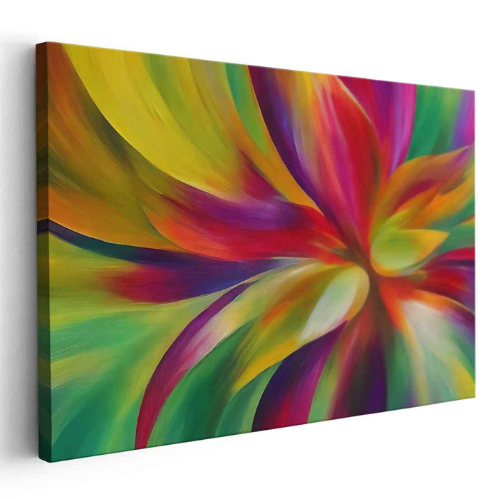 Floral Fusion Ecstasy: Abstract Expressionist Floral Explosion Canvas Art Print