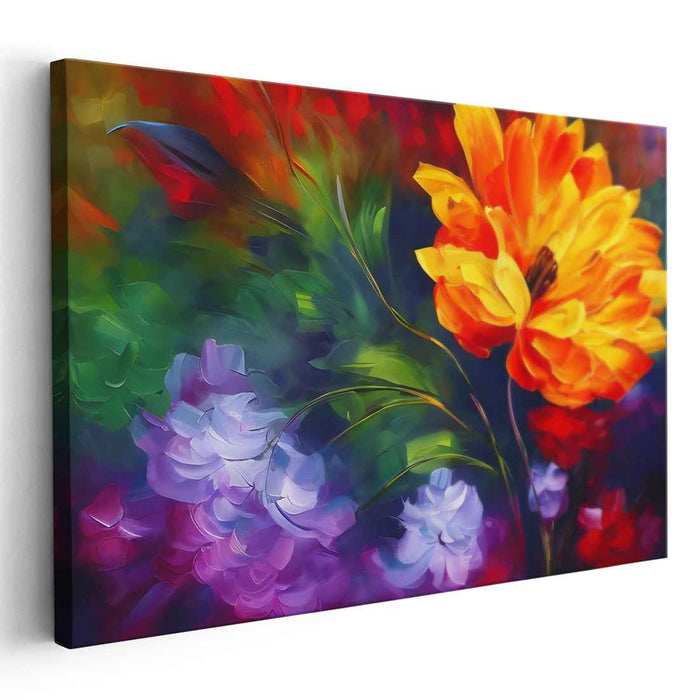 Blossoming Vitality: Impressionist-Inspired Vibrant Floral Canvas Art